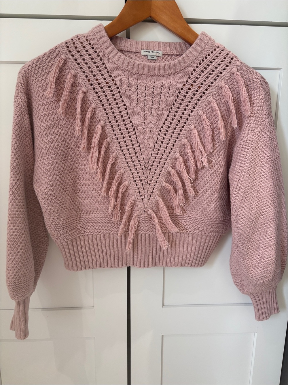 Habitual Girls Long Sleeve Tassel Accented Sweater